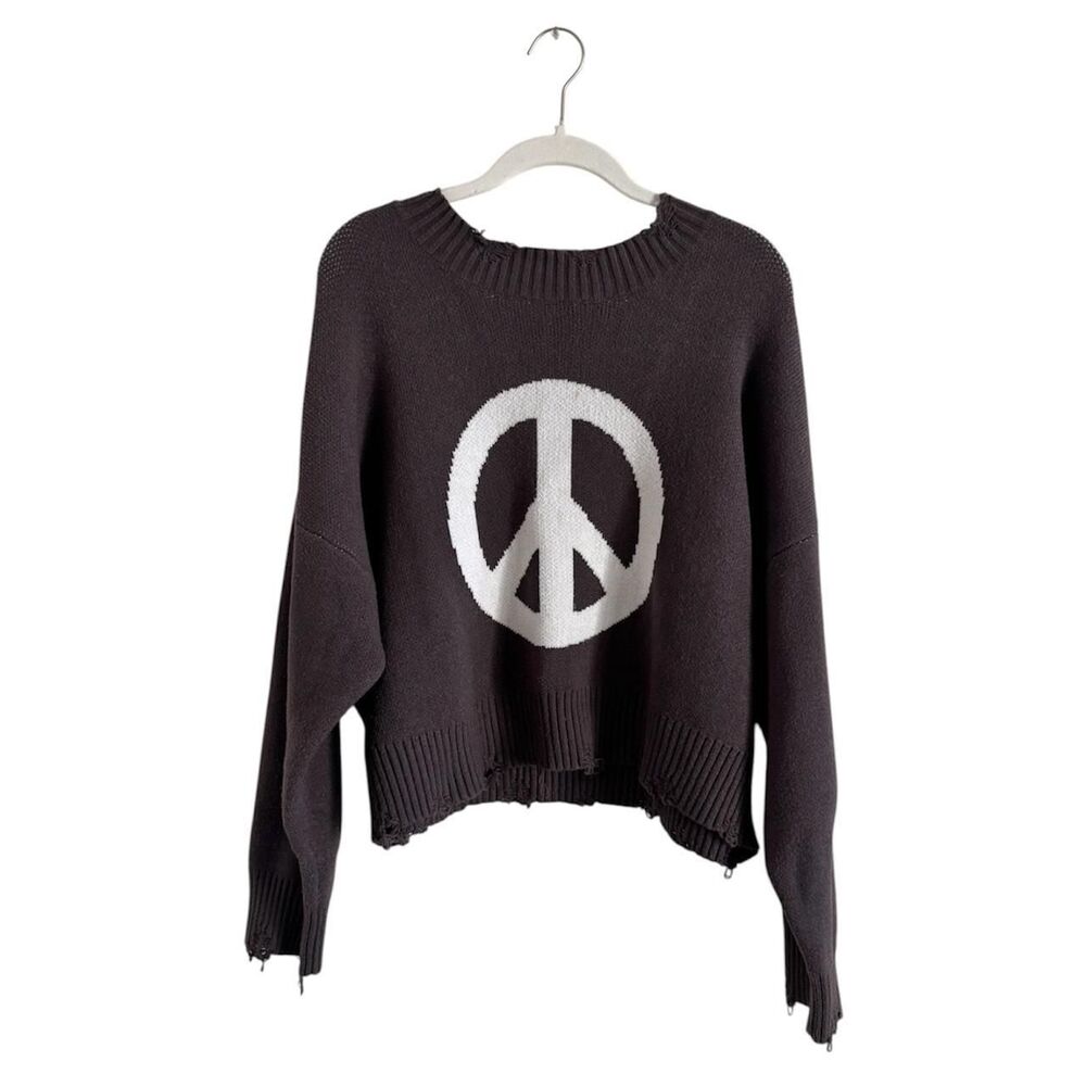 POL Peace Sign Sweater Brown M